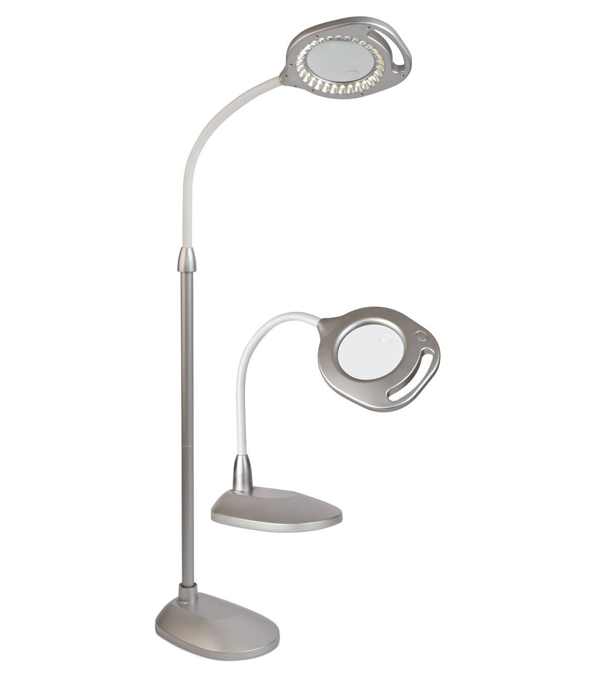 Ottlite 2-in-1 LED Magnifier Floor & Table Lamp, Silver