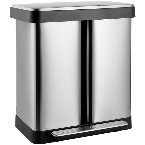 Arlopu 16 Gallon / 60 L Dual Trash Can, Stainless Steel Kitchen Garbage Can with Soft - Close Lid, Home Office Classified Recycle Bin