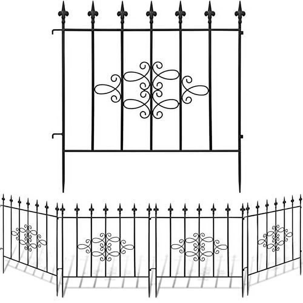 Amagabeli GARDEN & HOME Decorative Garden Fence GFP008 27inx10ft Outdoor Coated Rustproof Metal Garden Fencing Panel Animal Barrier Iron Folding Edge