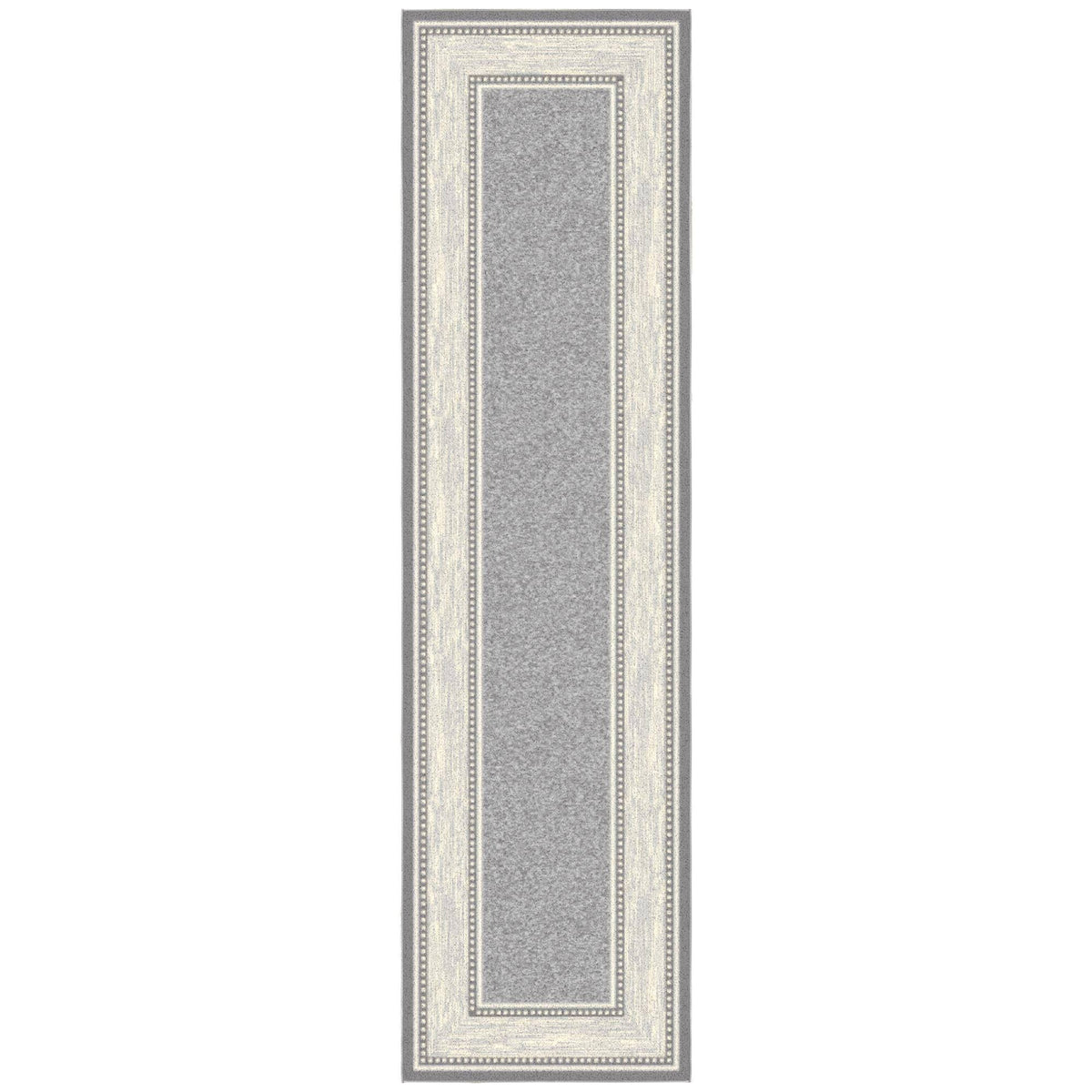 Ottomanson Ottohome Collection Non-Slip Rubberback Bordered Design 3x10 Indoor Runner Rug, 2 ft. 7 in. x 9 ft. 10 in., Gray