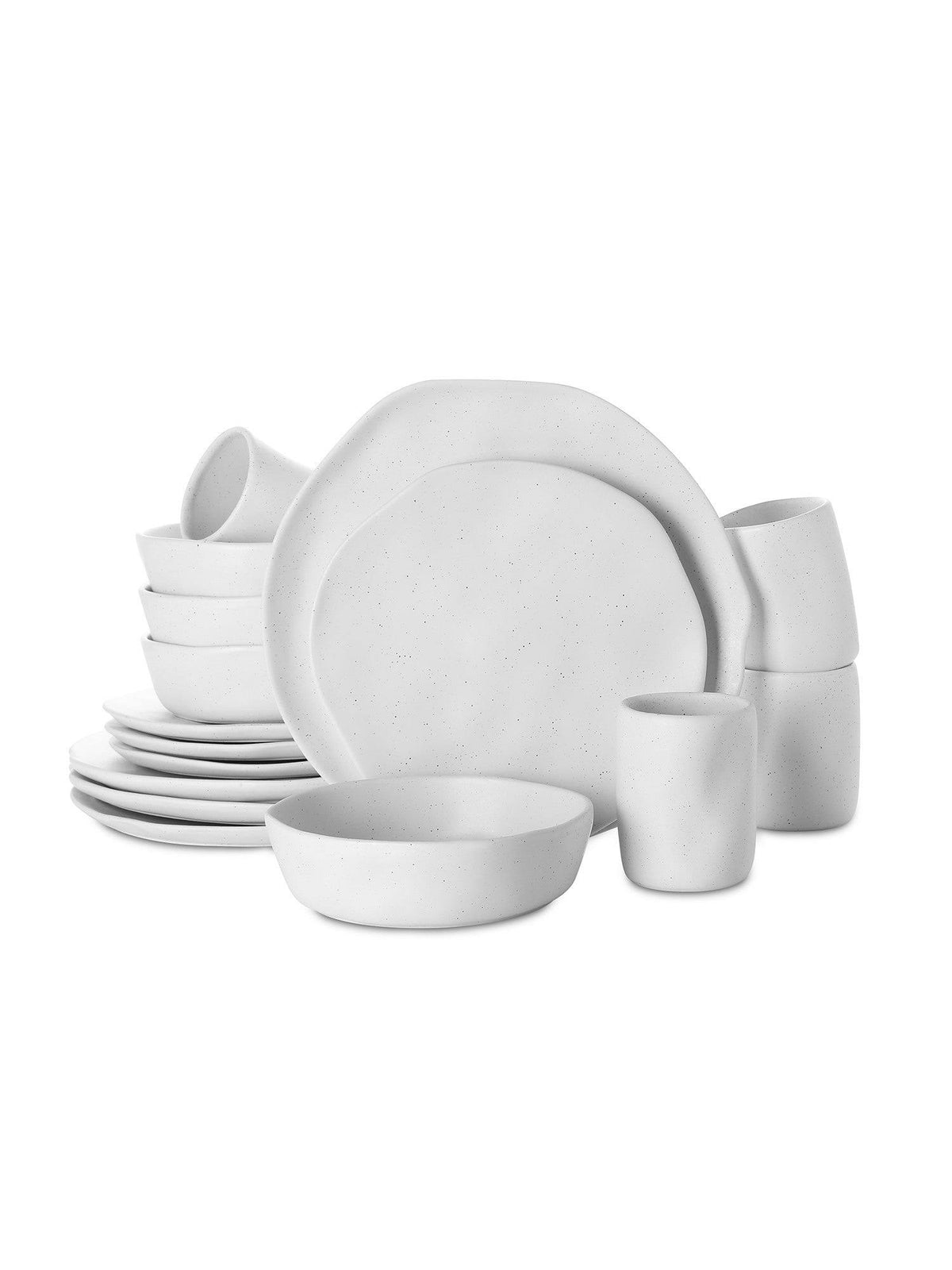 Stone by Mercer Project Hekonda Stoneware 16-Piece Dinnerware Set, White Speckled